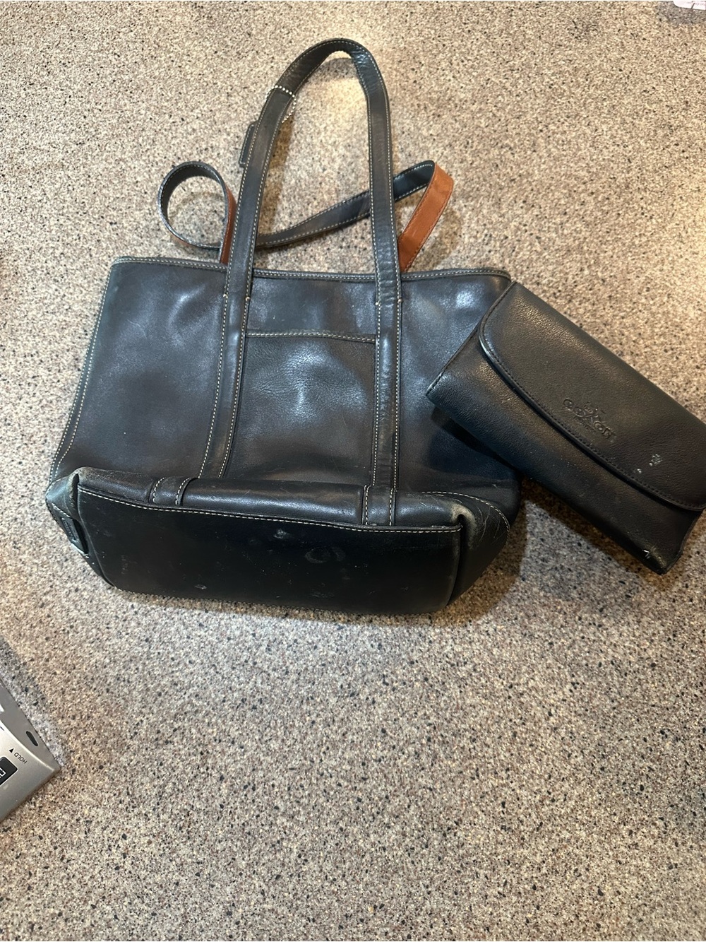 Coach Black Leather Men's Tote with Matching Wallet